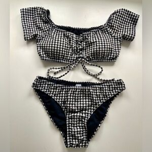 Envya Swimwear Gingham Check Bikini 👙 Two Piece Swimsuit Set Size S